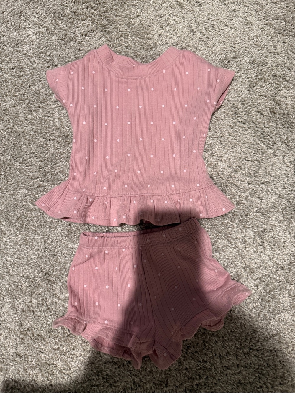 cloud island Pink Dot Ruffle Top & Shorts Set